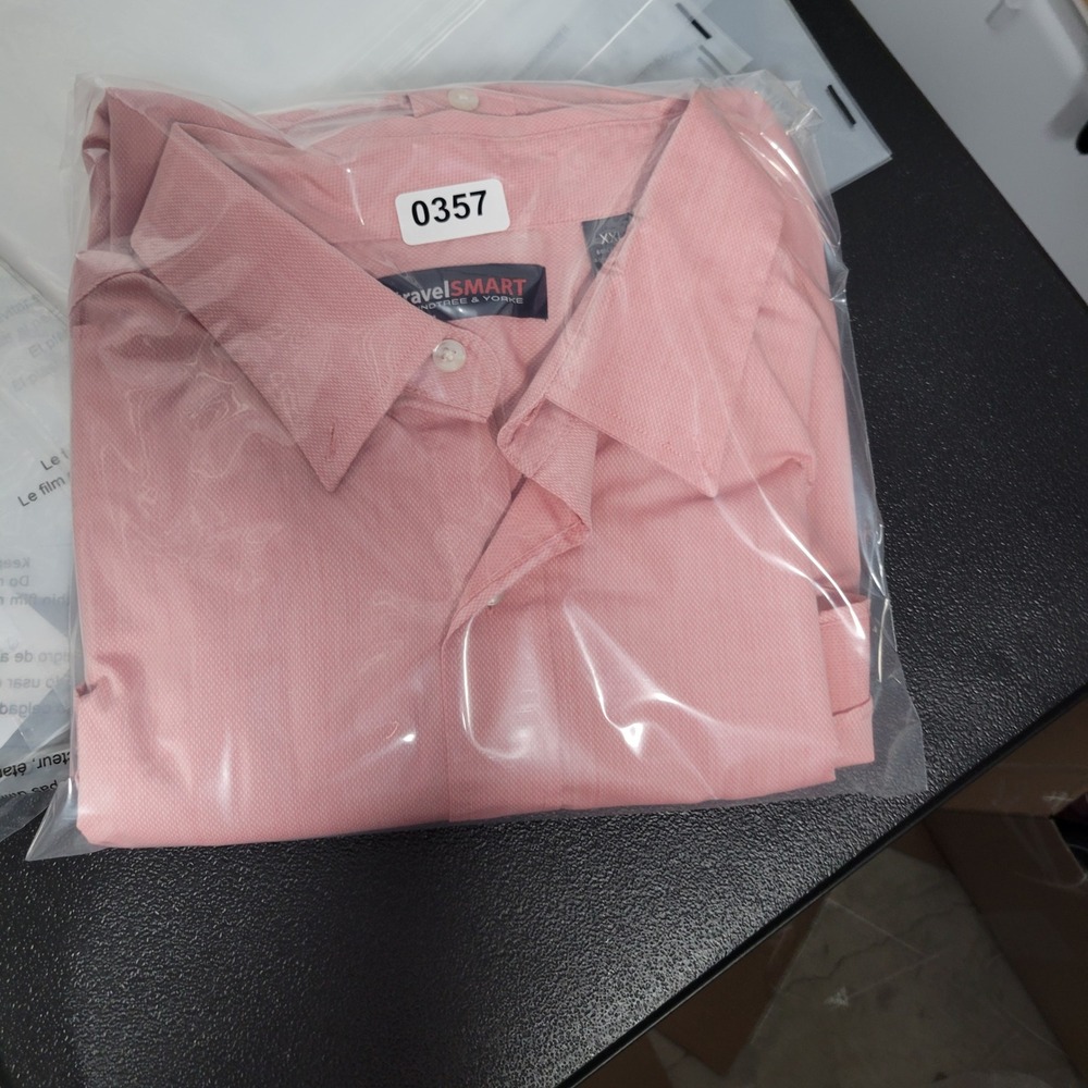 Roundtree & Yorke TravelSmart Shirt Mens XXL Pink Long Sleeve Texture Pocket - Picture 12 of 12